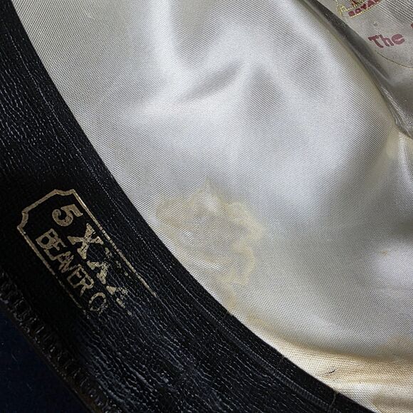 Vintage The Round Up 5X Beaver 5 XXXXX Cowboy Hat Navy Blue Buckle Western‎ - Picture 10 of 12